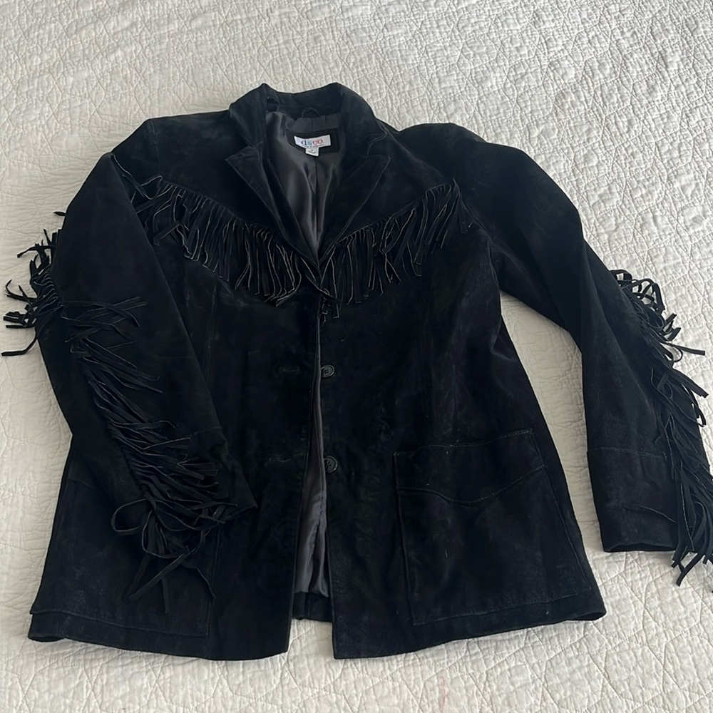 DENIM CO- suede fringe jacket size m
